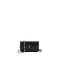 CHANEL PEARL CRUSH MINI WALLET ON CHAIN LAMBSKIN BLACK GHW (MICROCHIP)