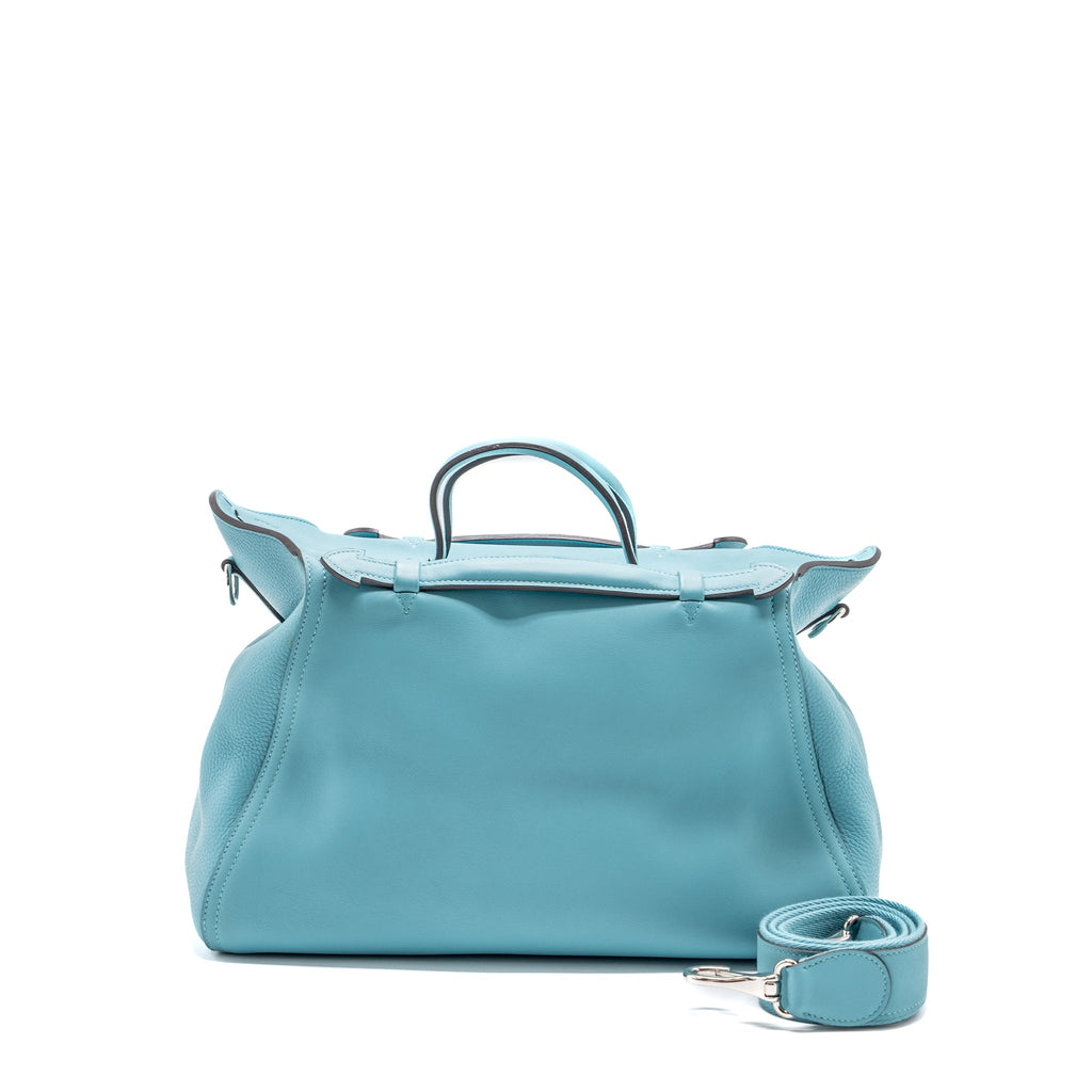 HERMES OXER SHOULDER BAG SWIFT / CLEMENCE BLUE ATOLL SHW