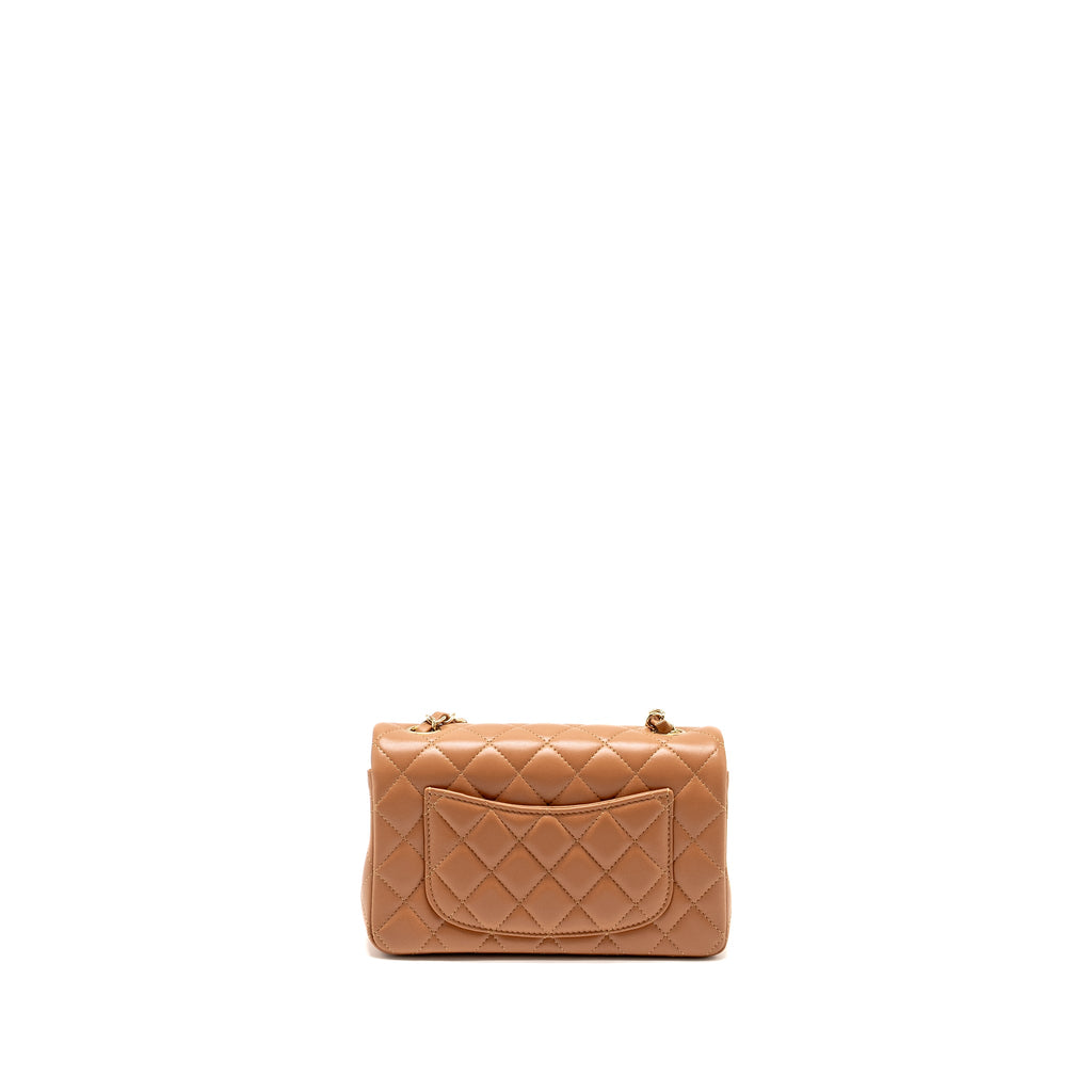 CHANEL MINI RECTANGULAR FLAP BAG LAMBSKIN DARK BEIGE LGHW