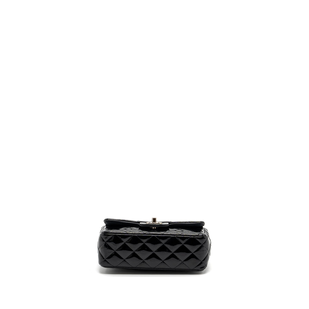 CHANEL MINI RECTANGULAR FLAP BAG PATENT BLACK SHW