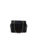 CHANEL CC LOGO SMALL SHOPPING TOTE BAG CAVIAR BLACK GHW