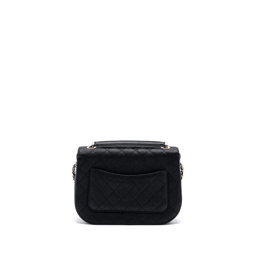 CHANEL FLAP BAG WITH HANDLE CAVIAR BLACK/MULTICOLOUR LGHW