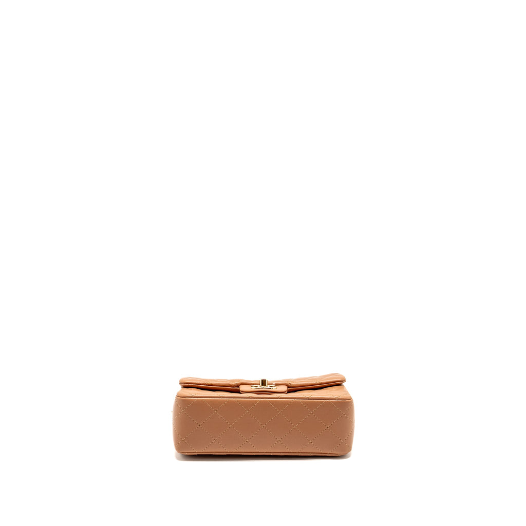 CHANEL MINI RECTANGULAR FLAP BAG LAMBSKIN DARK BEIGE LGHW