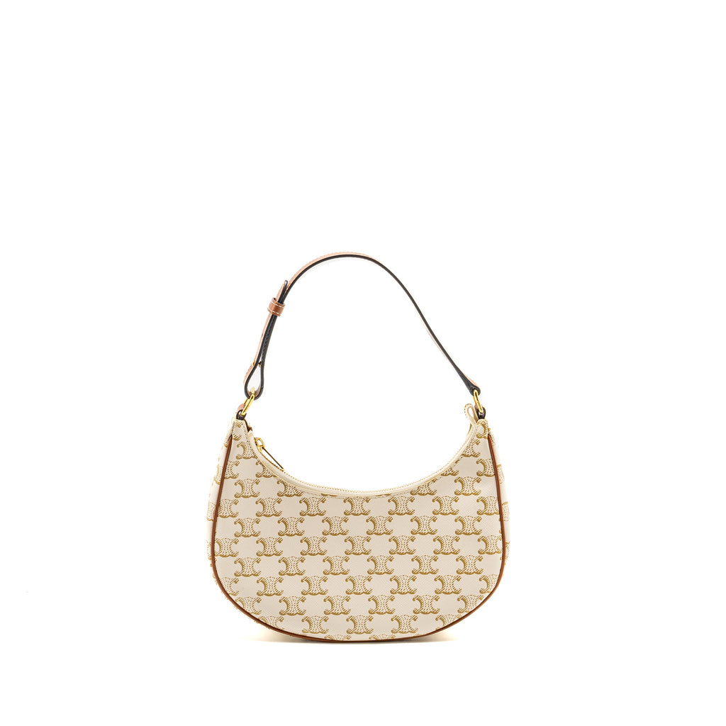 CELINE MEDUIM AVA BAG TRIOMPHE CANVAS/CALFSKIN WHITE/BROWN GHW