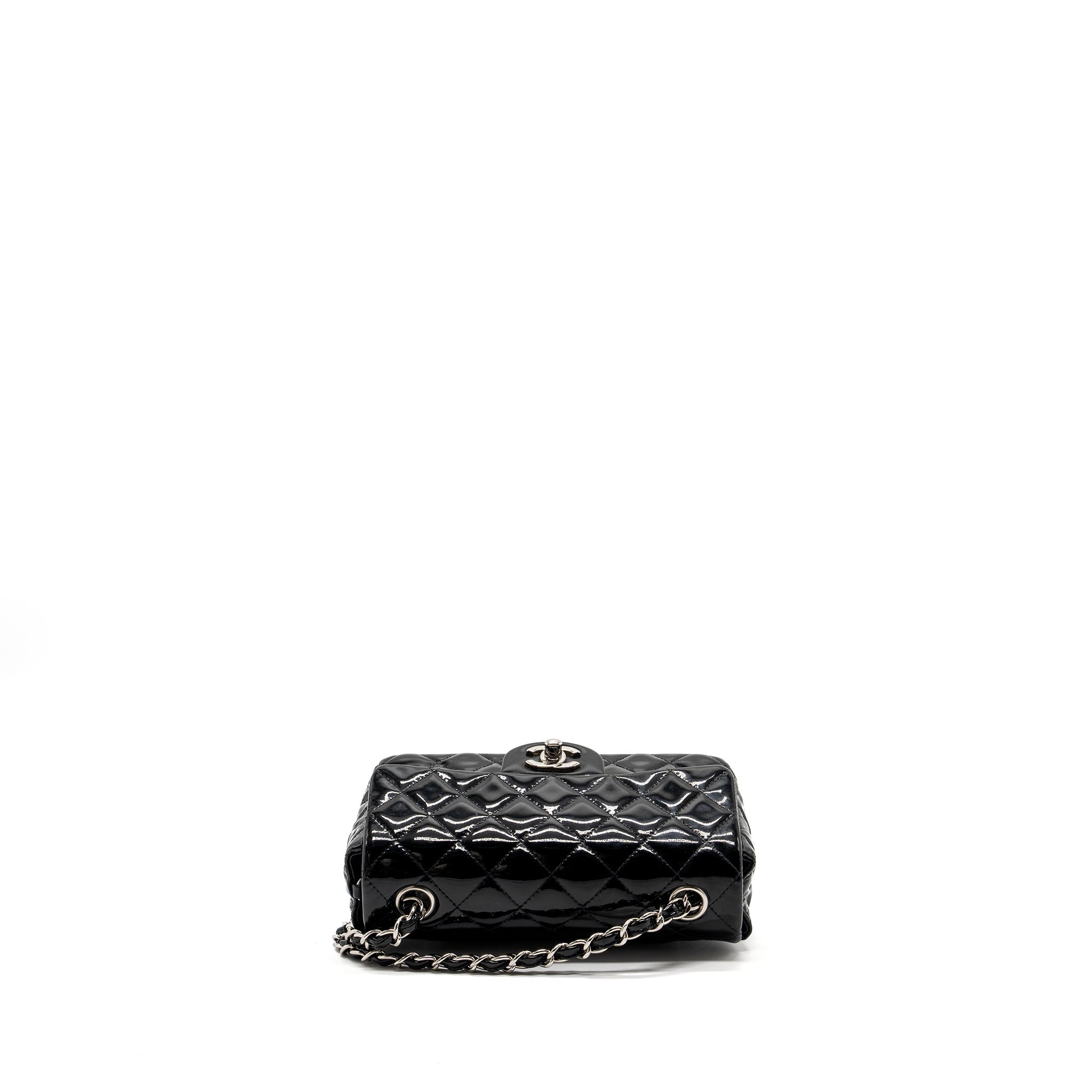 CHANEL MINI RECTANGULAR FLAP BAG PATENT BLACK SHW