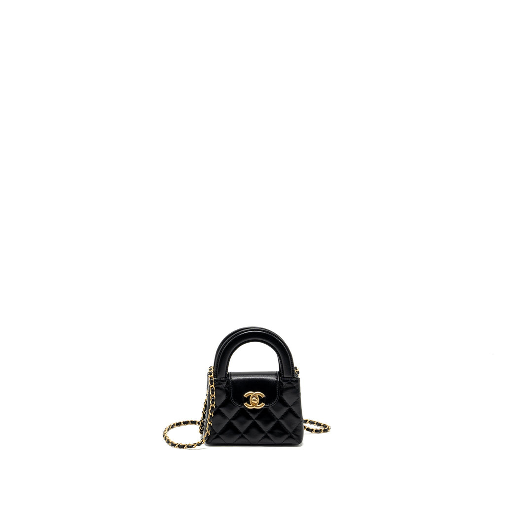 CHANEL 24P MINI NANO KELLY SHOPPER CALFSKIN BLACK GHW(MICROCHIP)