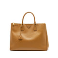 PRADA X LARGE DOUBLE ZIP TOTE BAG SAFFIANO CALFSKIN CARAMEL GHW