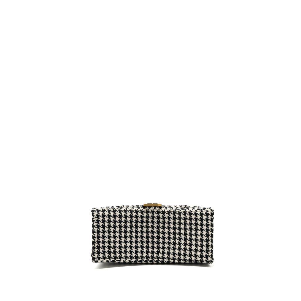 BALENCIAGA HOURGLASS S WOOL HOUNDSTOOTH BLACK/WHITE GHW