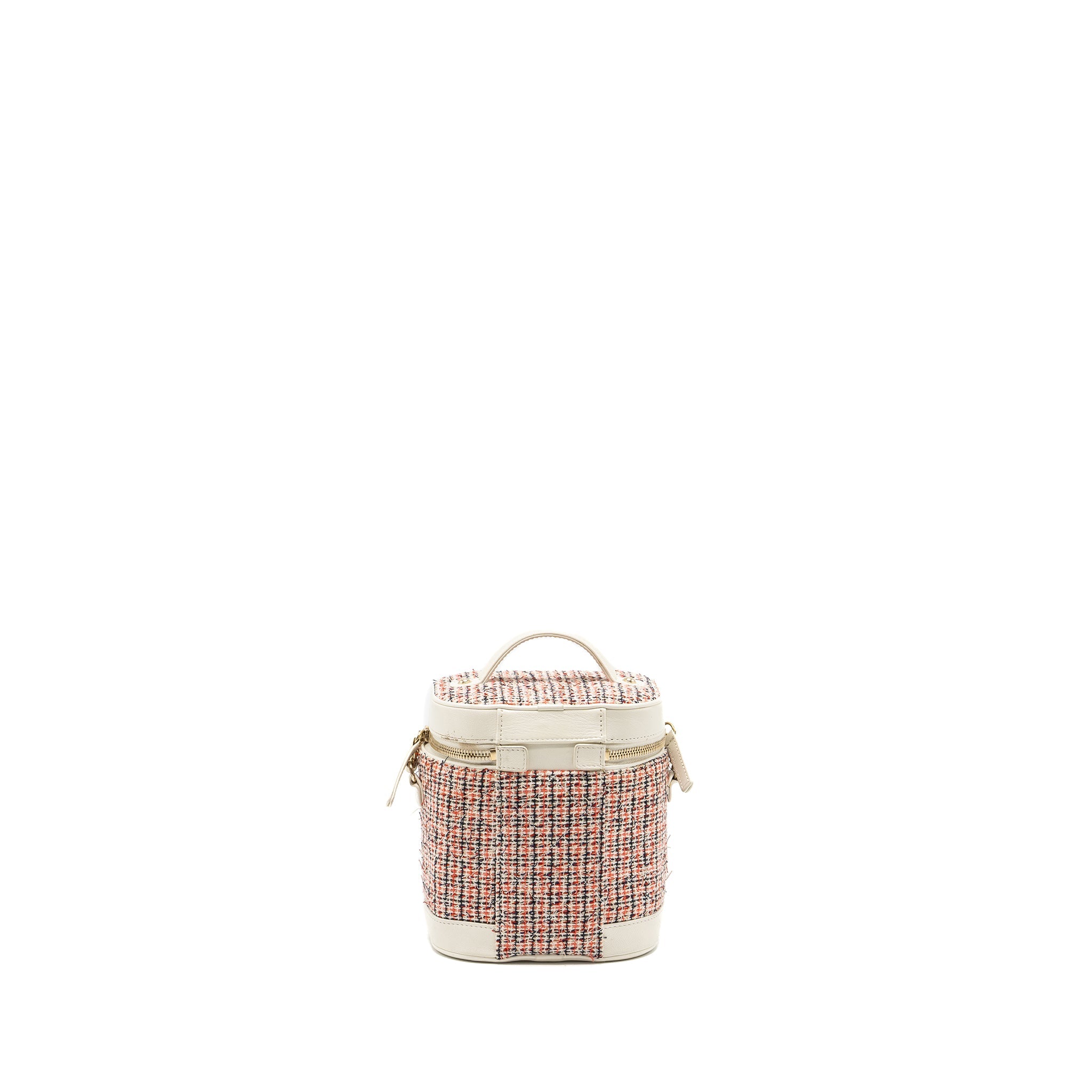 CHANEL TOP HANDLE VANITY CASE WITH CHAIN TWEED MULTICOLOUR WHITE LGHW