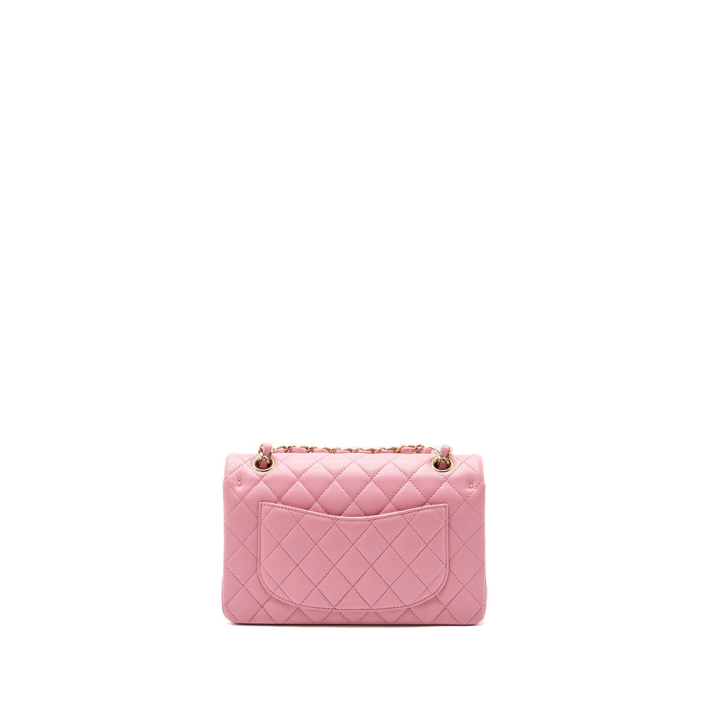 CHANEL SMALL CLASSIC DOUBLE FLAP BAG LAMBSKIN PINK LGHW(MICROCHIP)
