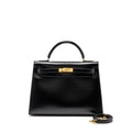 HERMES KELLY 32 BOX BLACK GHW
