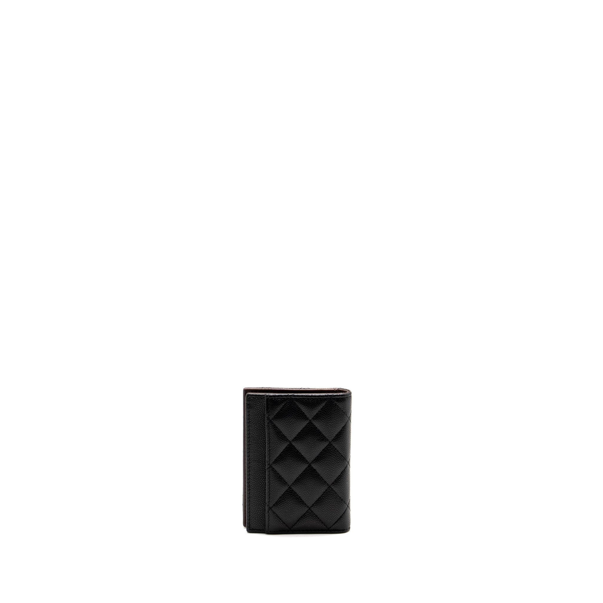 CHANEL COMPACT CARD HOLDER CAVIAR BLACK LGHW