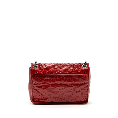 SAINT LAURENT MEDIUM NIKI BAG OF CALFSKIN RED RUTHENIUM HARDWARE