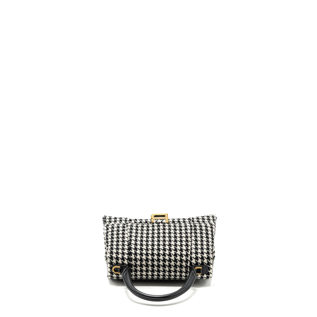 BALENCIAGA HOURGLASS S WOOL HOUNDSTOOTH BLACK/WHITE GHW