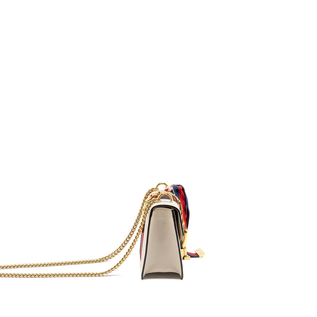 GUCCI MINI SYLVIE CHAIN BAG CALFSKIN WHITE/MULTICOLOUR GHW