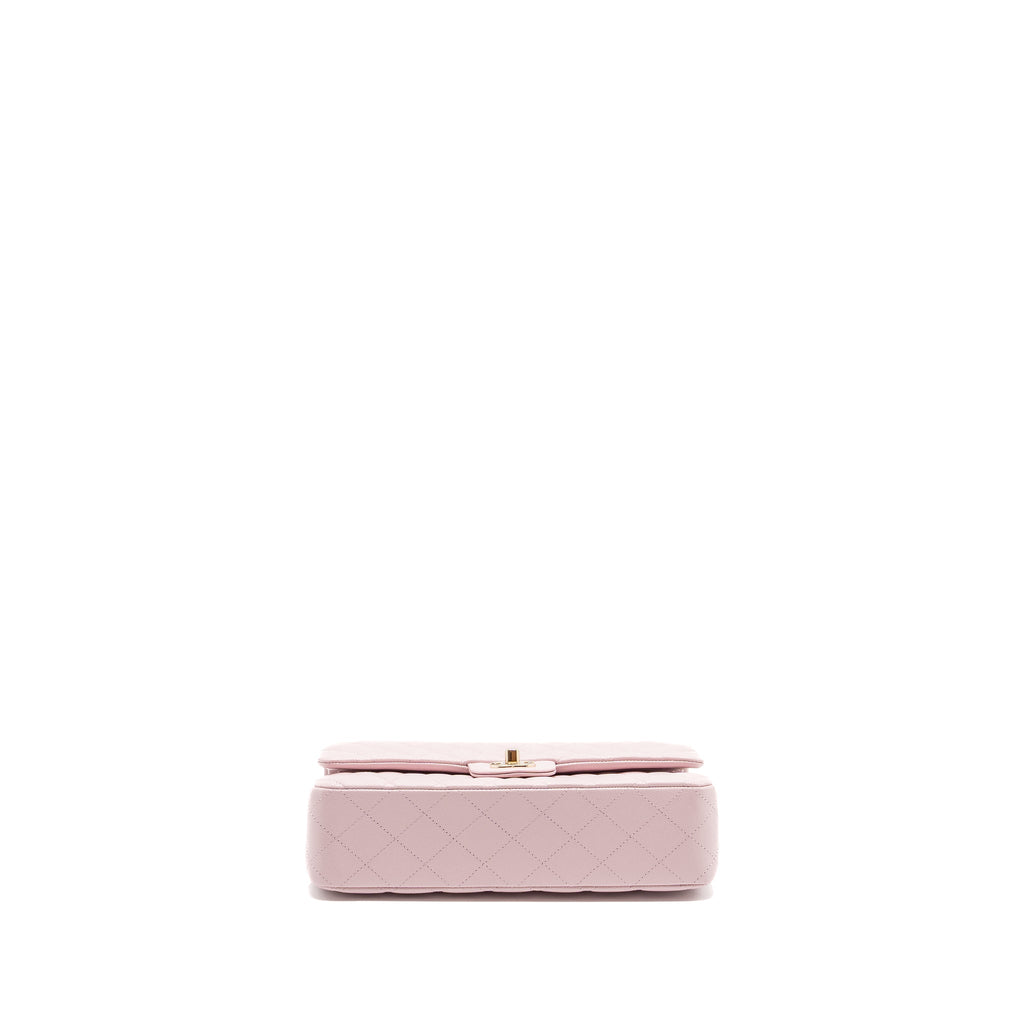 CHANEL 21S MEDIUM CLASSIC DOUBLE FLAP BAG CAVIAR LIGHT PINK LGWH