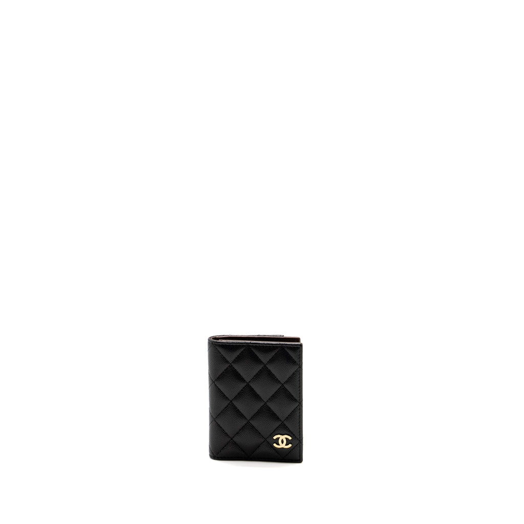 CHANEL COMPACT CARD HOLDER CAVIAR BLACK LGHW