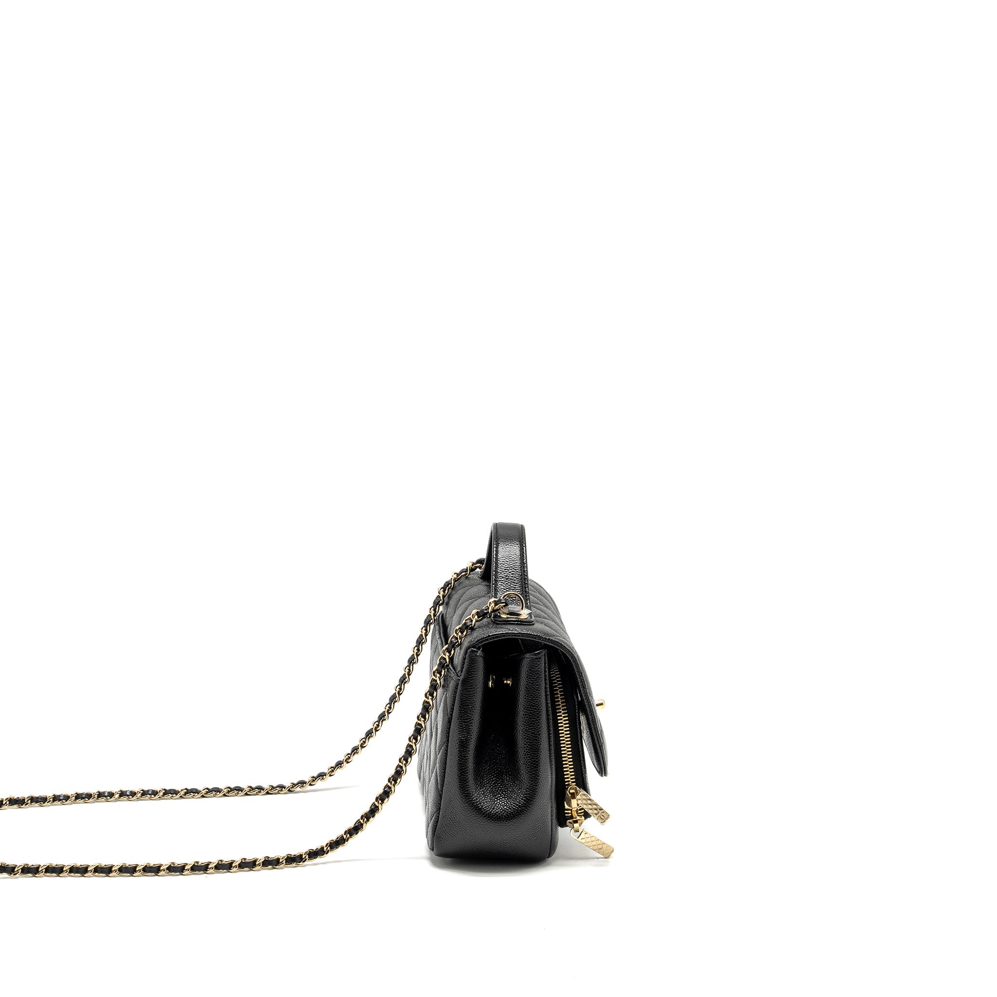 CHANEL SMALL BUSINESS AFFINITY CAVIAR BLACK LGHW