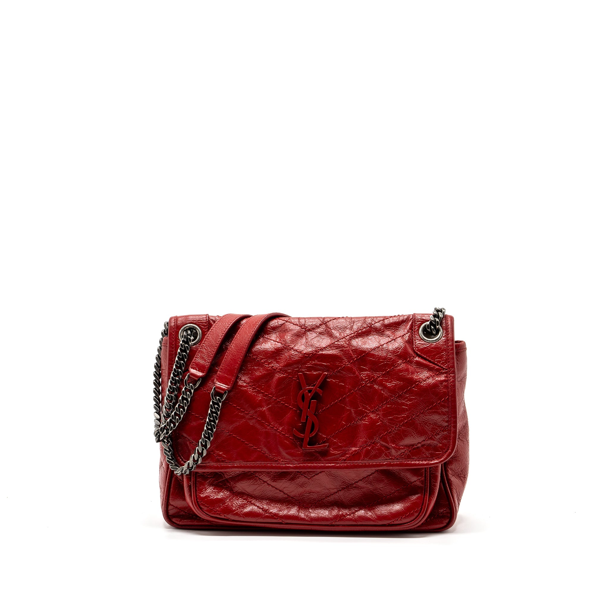 SAINT LAURENT MEDIUM NIKI BAG OF CALFSKIN RED RUTHENIUM HARDWARE