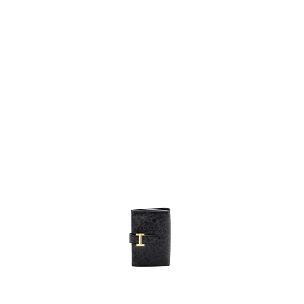 HERMES BEARN CARD HOLDER EPSOM BLACK GHW