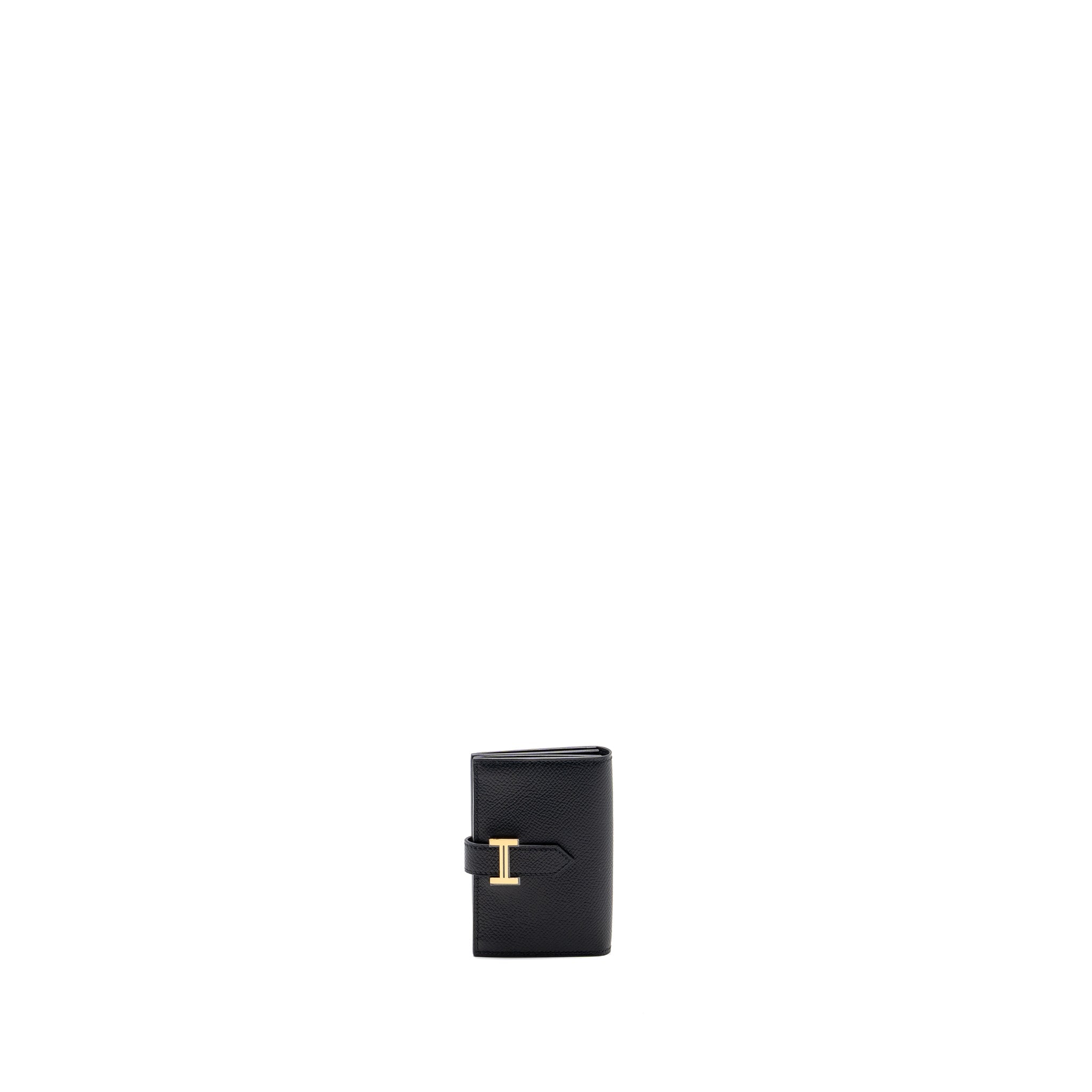 HERMES BEARN CARD HOLDER EPSOM BLACK GHW