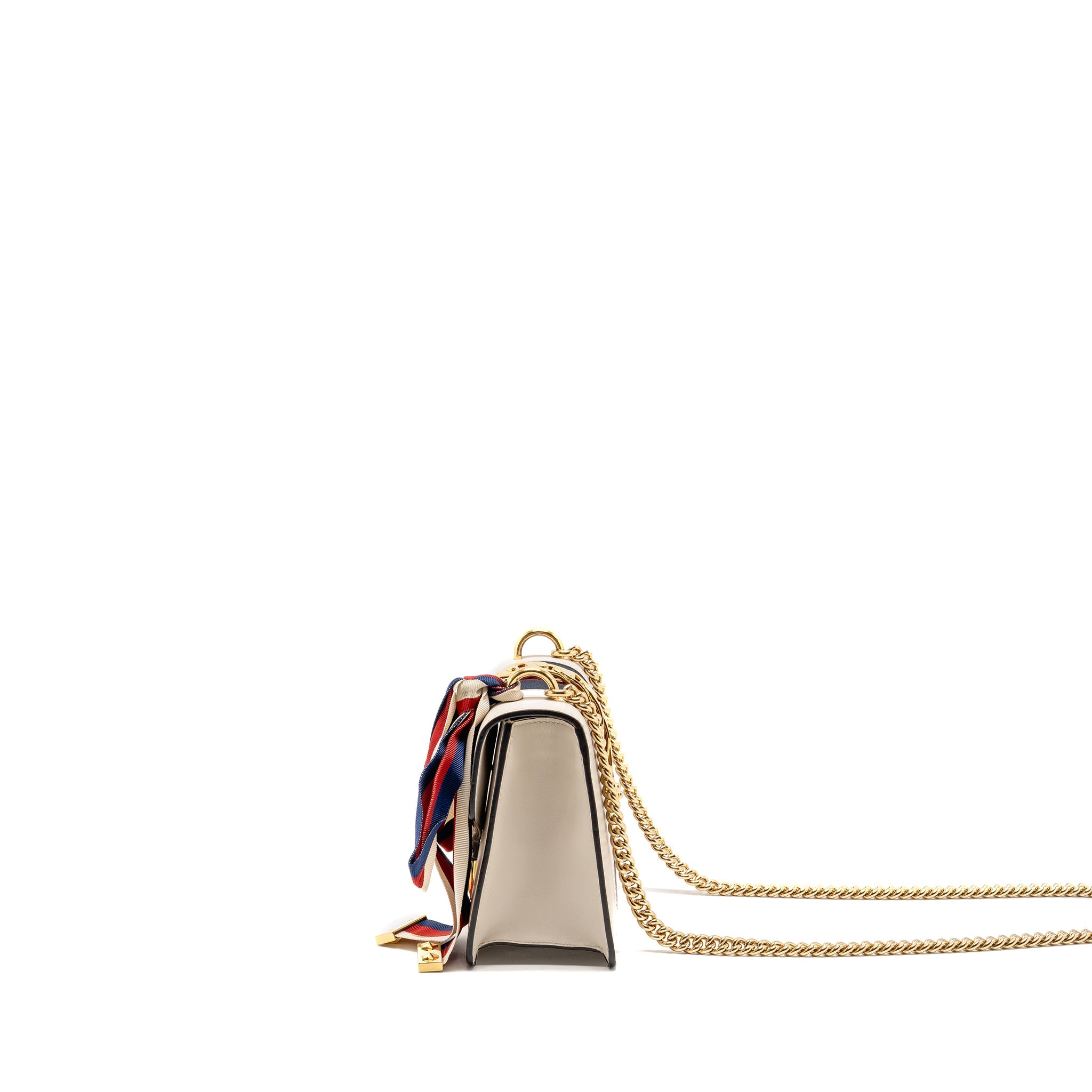 GUCCI MINI SYLVIE CHAIN BAG CALFSKIN WHITE/MULTICOLOUR GHW