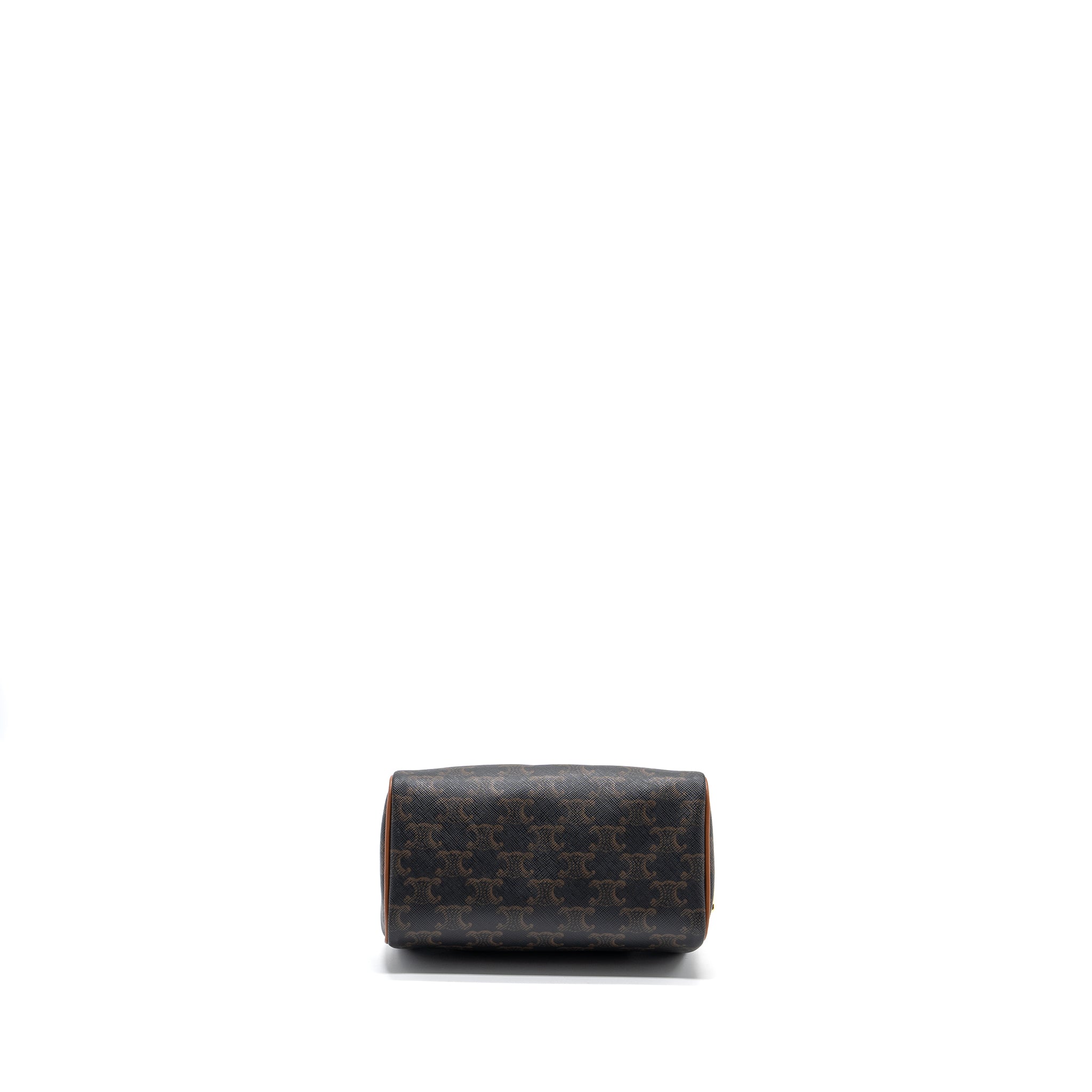 CELINE SMALL BOSTON BAG TRIOMPHE CANVAS/CALFSKIN TAN GHW