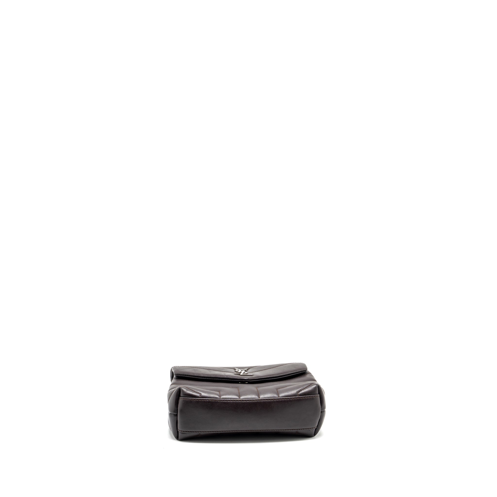 SAINT LAURENT/YSL LOULOU TOY STRAP BAG CALFSKIN BROWN SHW