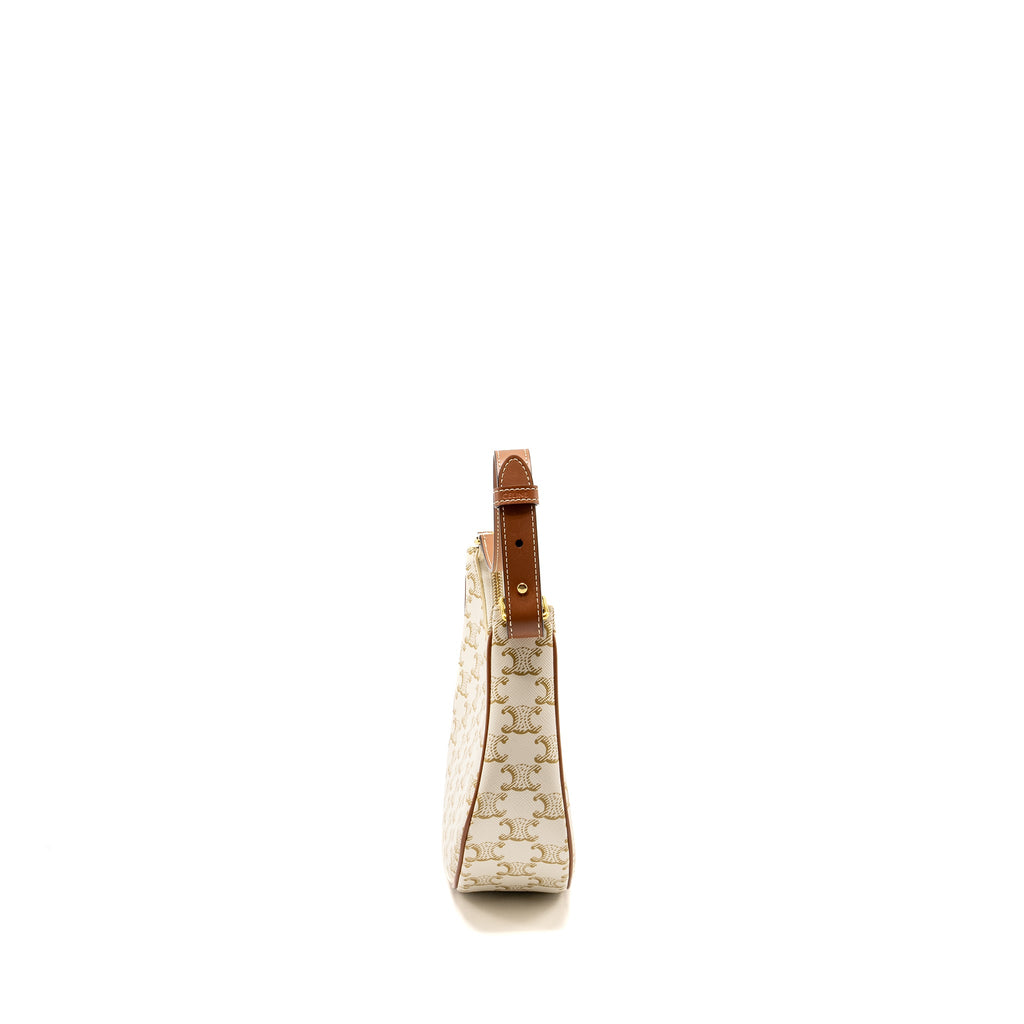 CELINE MEDUIM AVA BAG TRIOMPHE CANVAS/CALFSKIN WHITE/BROWN GHW