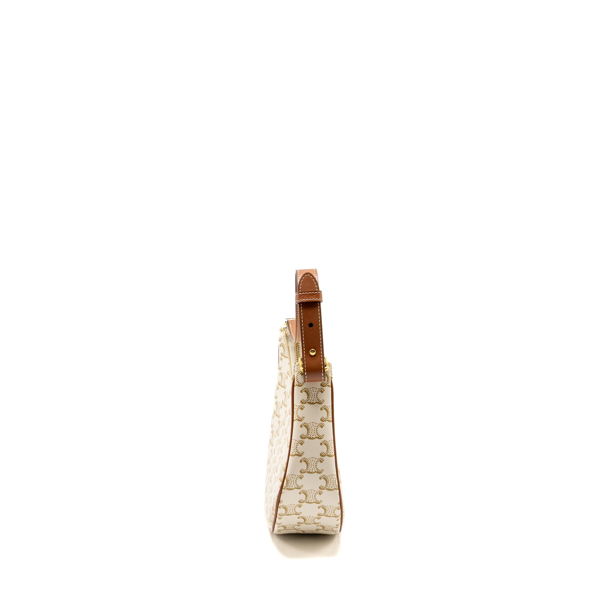 CELINE MEDUIM AVA BAG TRIOMPHE CANVAS/CALFSKIN WHITE/BROWN GHW