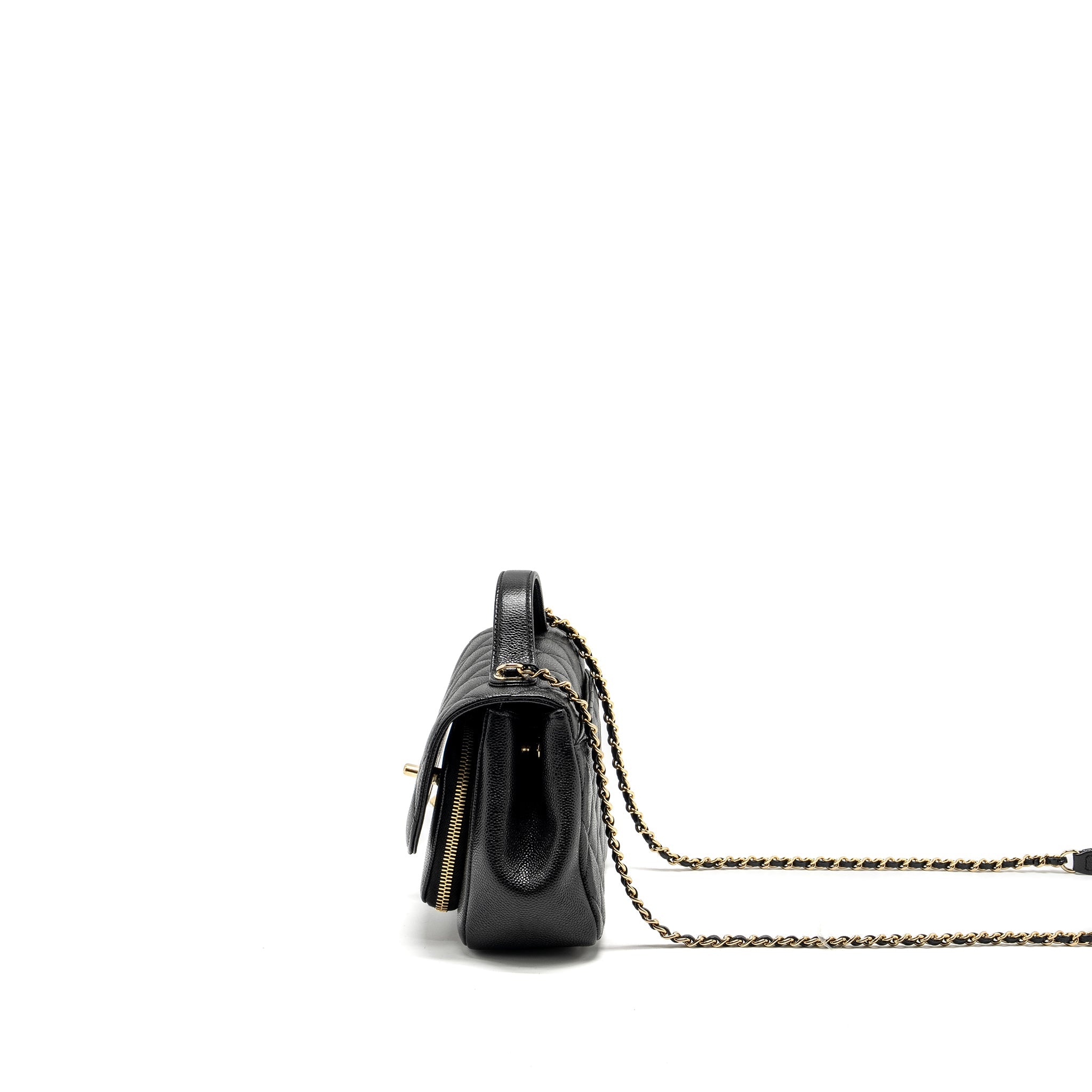 CHANEL SMALL BUSINESS AFFINITY CAVIAR BLACK LGHW