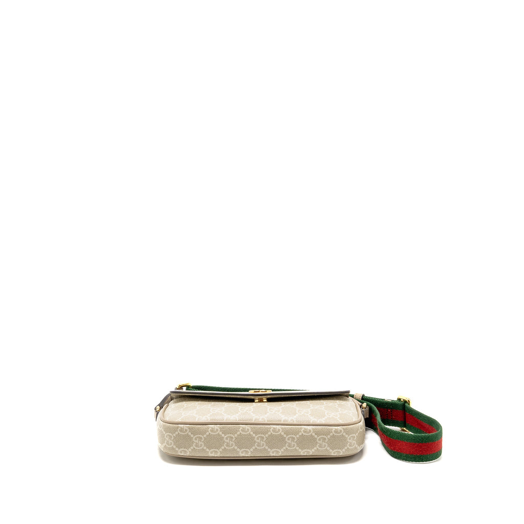 GUCCI OPHIDIA MINI BAG GG SUPREME CANVAS BEIGE/OATMEAL GHW