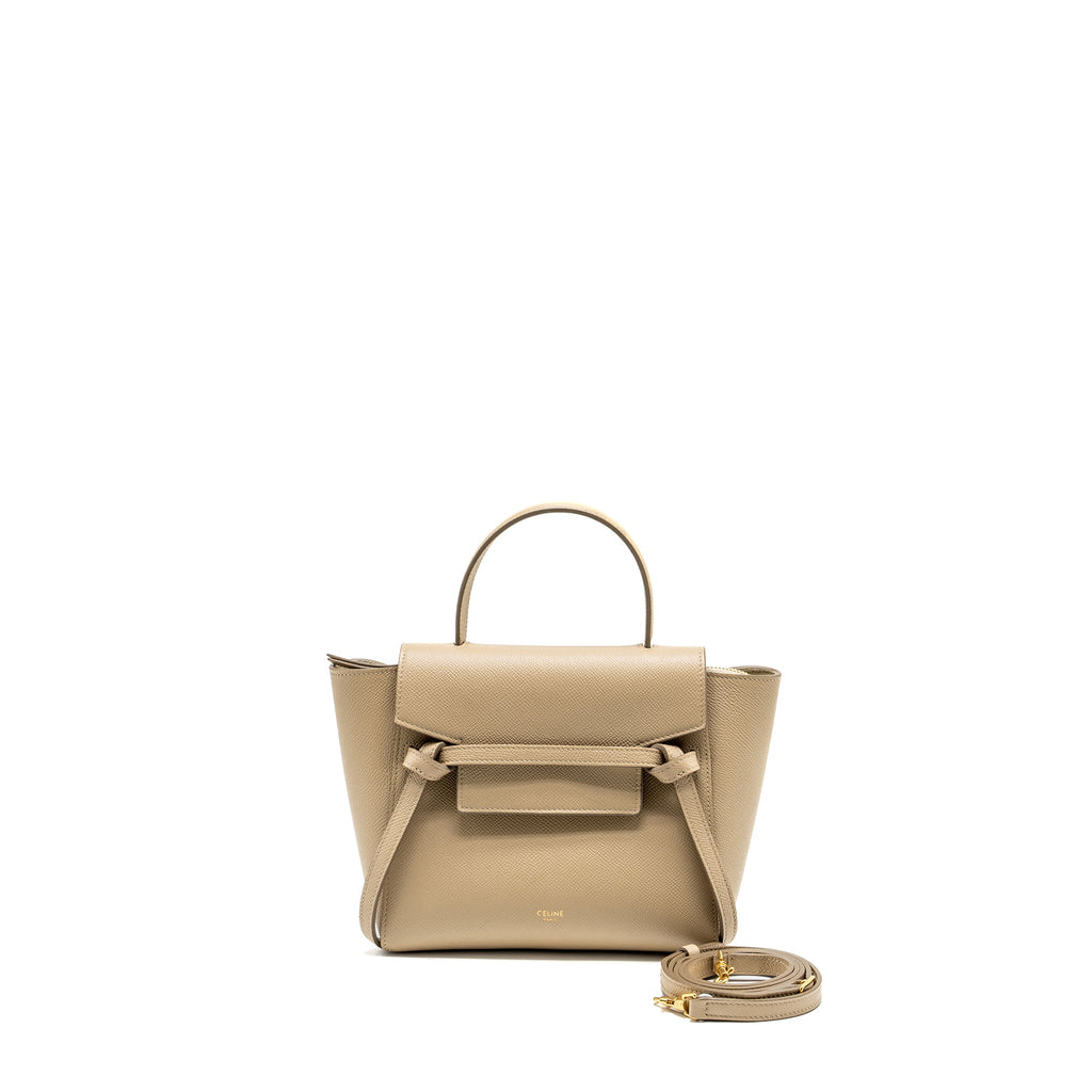 CELINE NANO BELT BAG AGED CALFSKIN LIGHT BEIGE GHW