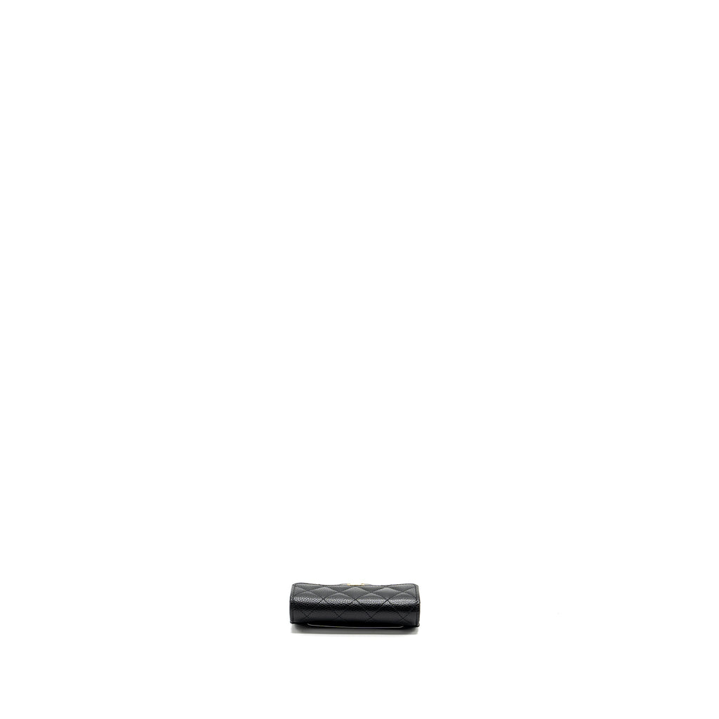 CHANEL CLASSIC FLAP CARD HOLDER CAVIAR BLACK GHW (MICROCHIP)