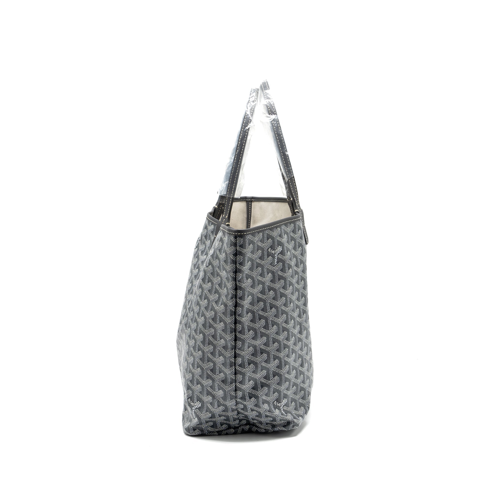 GOYARD SAINT LOUIS PM TOTE BAG GOYARDLINE CANVAS / LEATHER GREY SHW