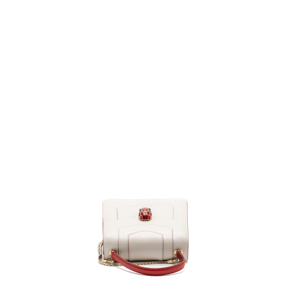 BVLGARI TOP HANDLE SERPENTI BAG CALFSKIN WHITE / RED LGHW