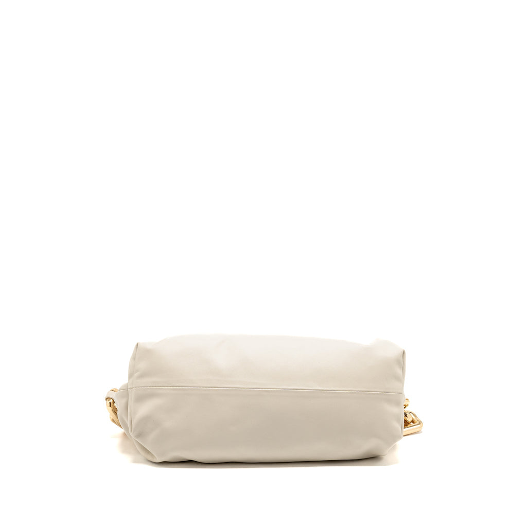 BOTTEGA VENETA CHAIN POUCH BAG CALFSKIN WHITE GHW