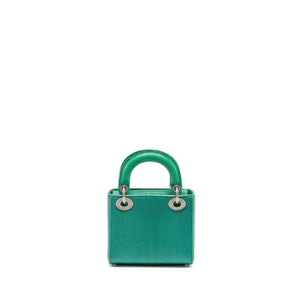 DIOR MINI LADY DIOR LIZARD GREEN CRYSTAL SHW