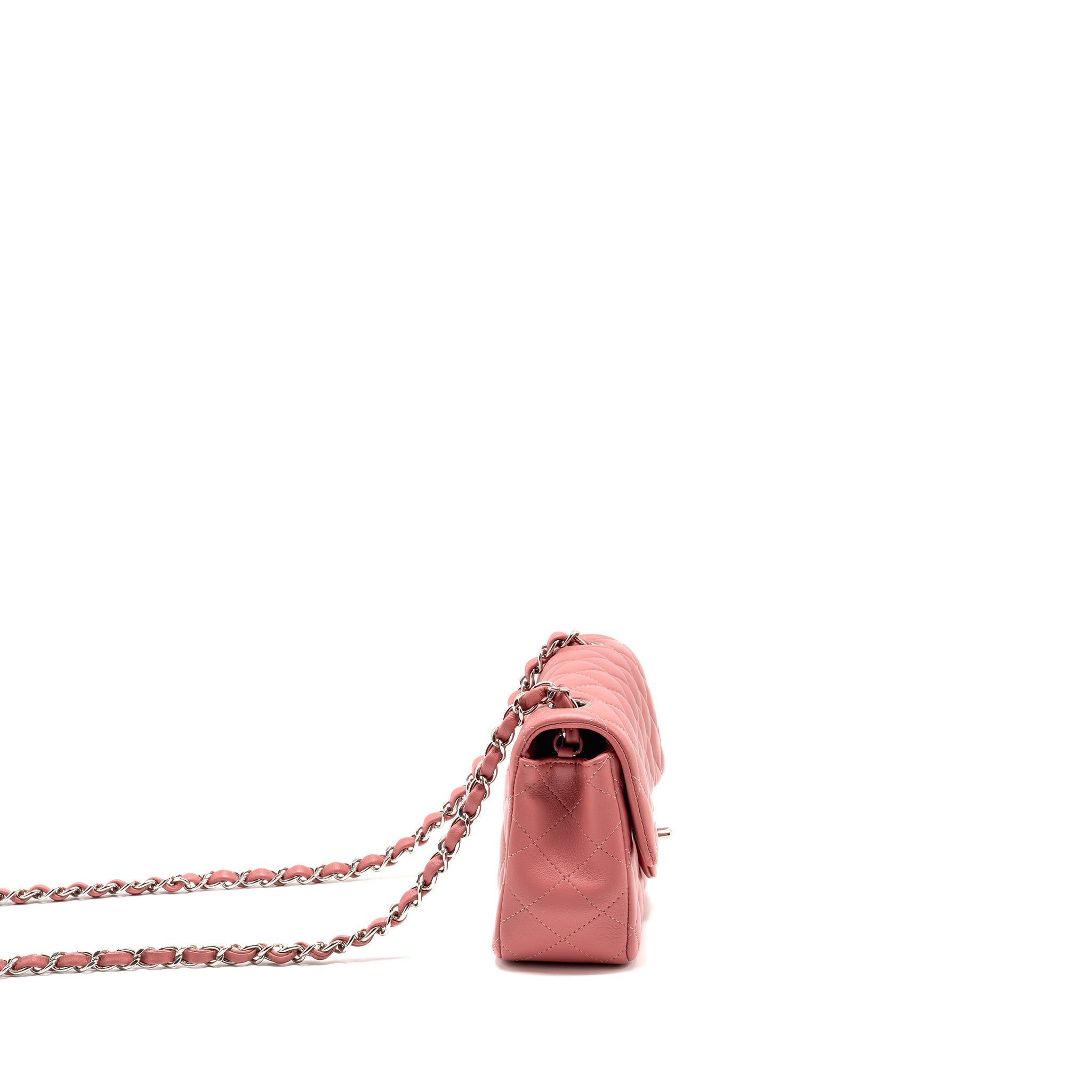 CHANEL MINI RECTANGULAR FLAP BAG LAMBSKIN PINK SHW