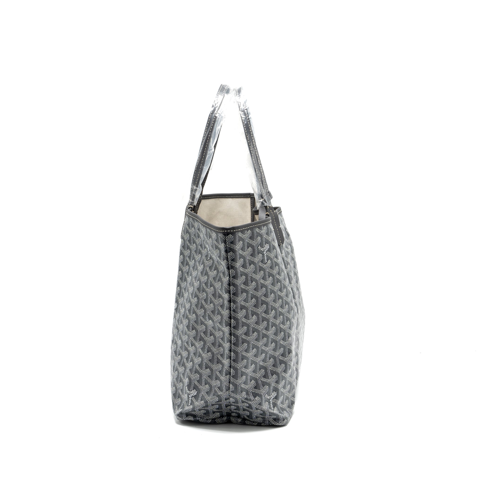 GOYARD SAINT LOUIS PM TOTE BAG GOYARDLINE CANVAS / LEATHER GREY SHW