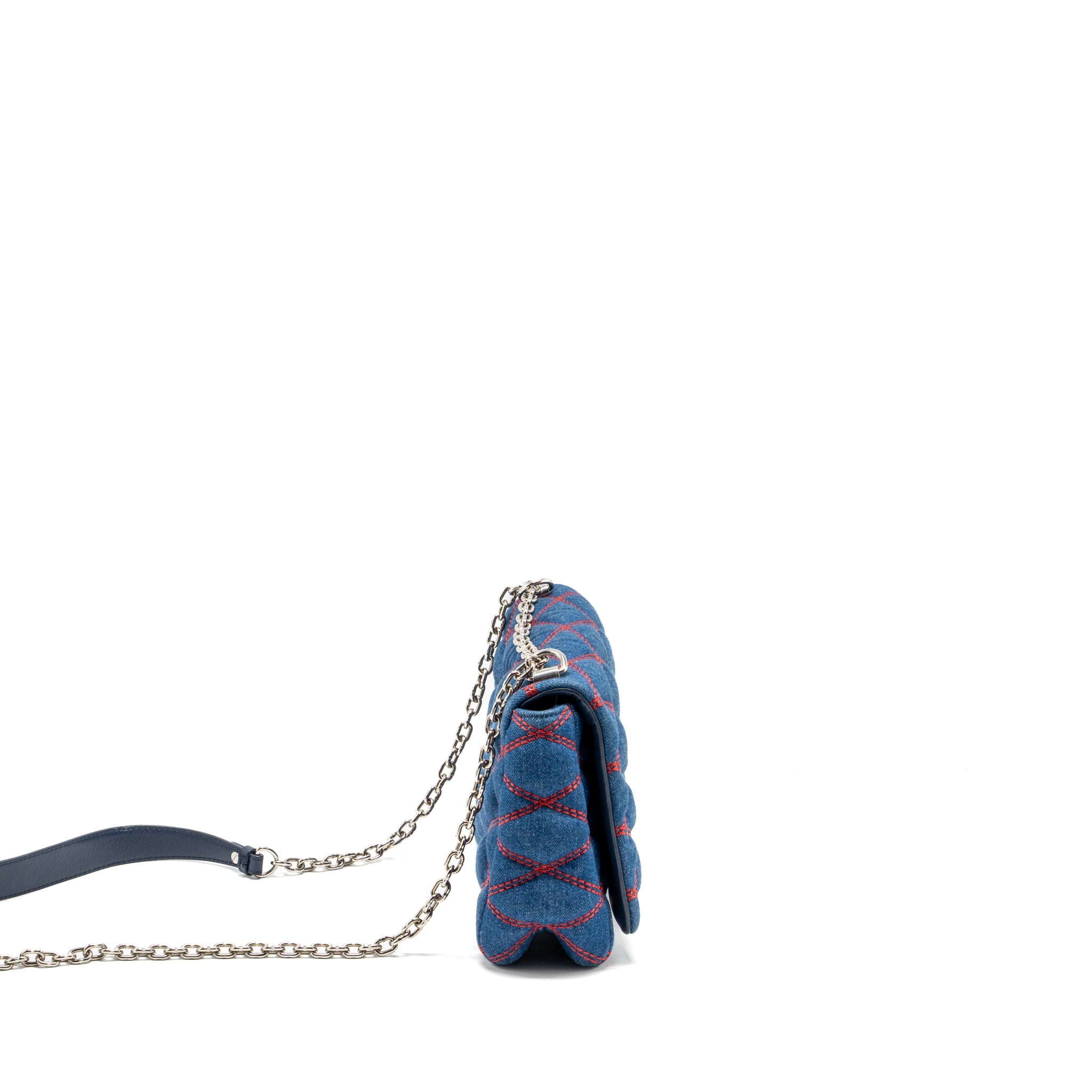 LOUIS VUITTON MALLETAHE GO-14 MM BAG DENIM/LEATHER BLUE/RED SHW