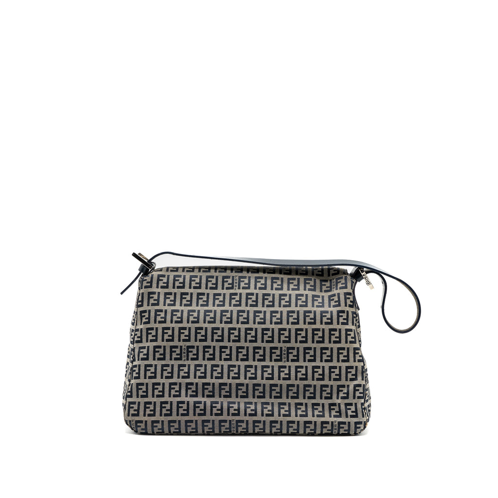 FENDI ZUCCHINO MAMA FLAP BAG FF JACQUARD CANVAS GREY SHW
