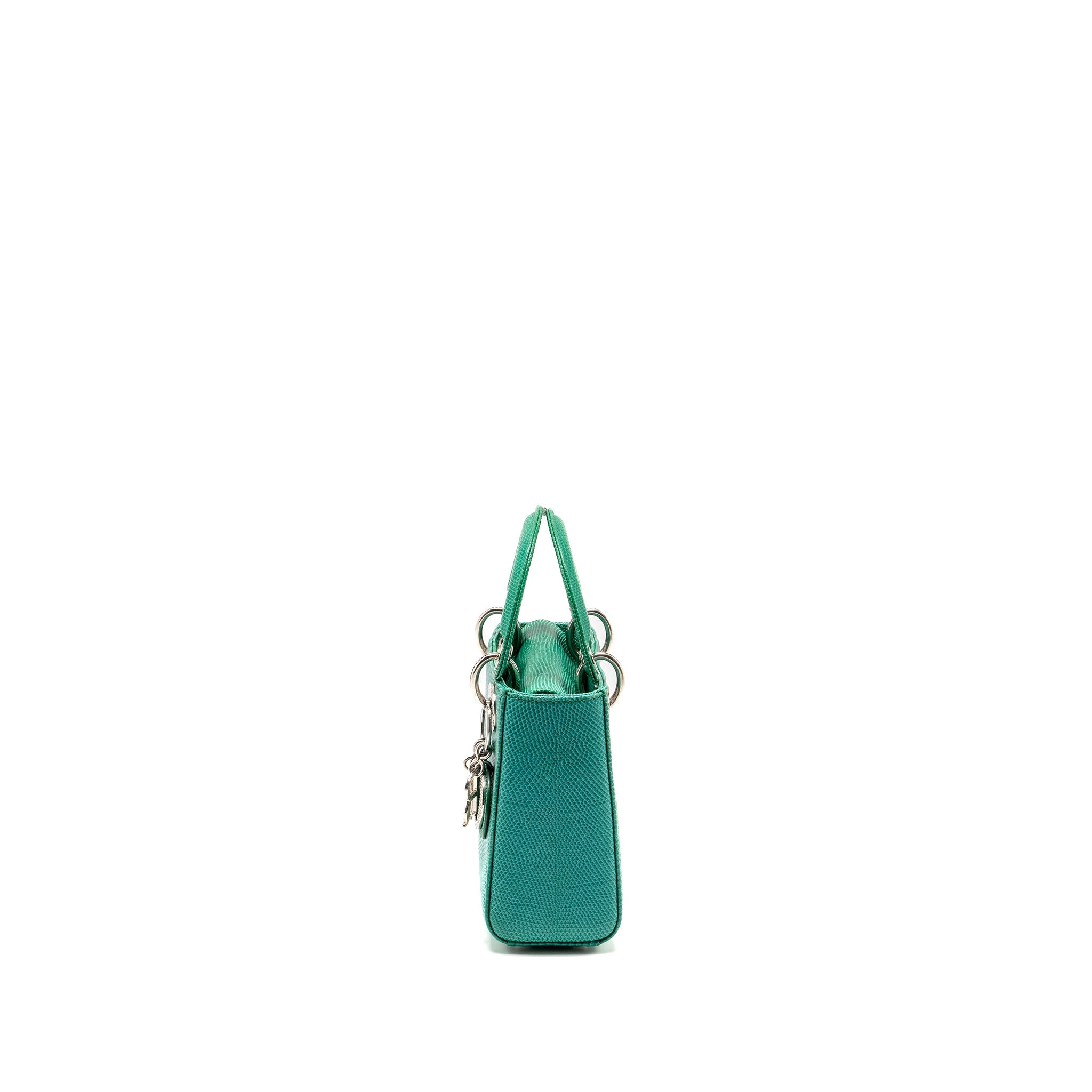DIOR MINI LADY DIOR LIZARD GREEN CRYSTAL SHW