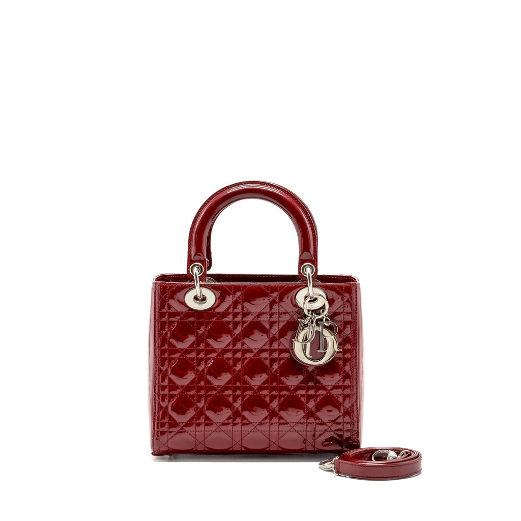 DIOR MEDIUM LADY DIOR PATENT RED SHW