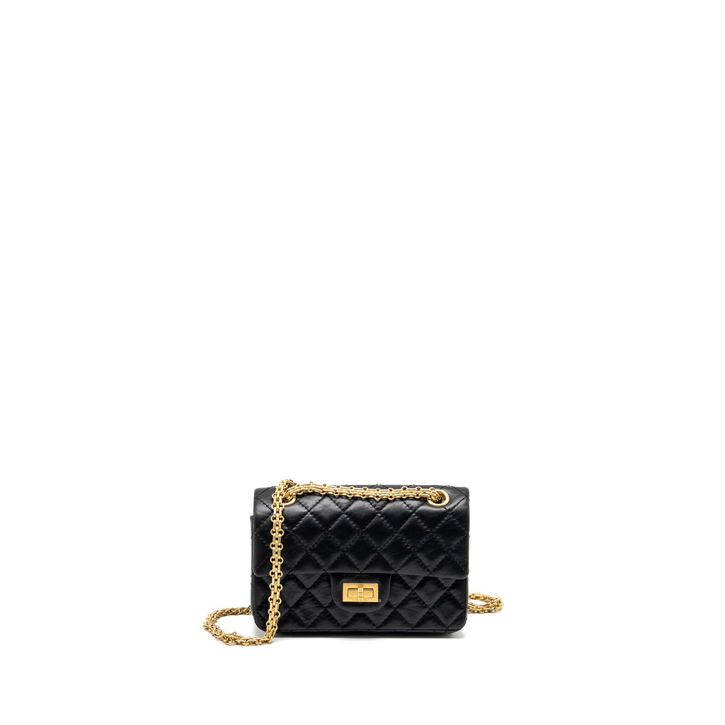 CHANEL MINI 2.55 REISSUE AGED CALFSKIN BLACK GHW (MICROCHIP)