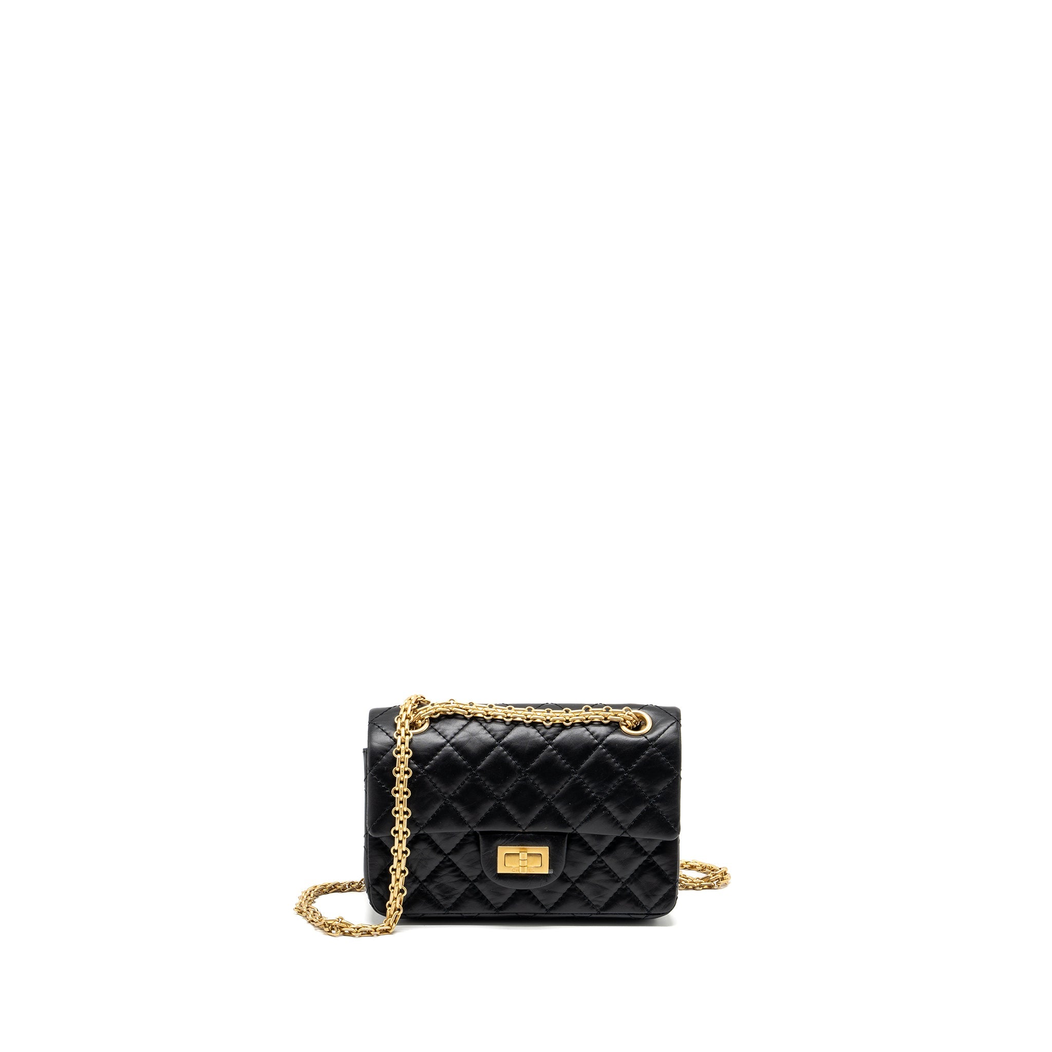 CHANEL MINI 2.55 REISSUE AGED CALFSKIN BLACK GHW (MICROCHIP)