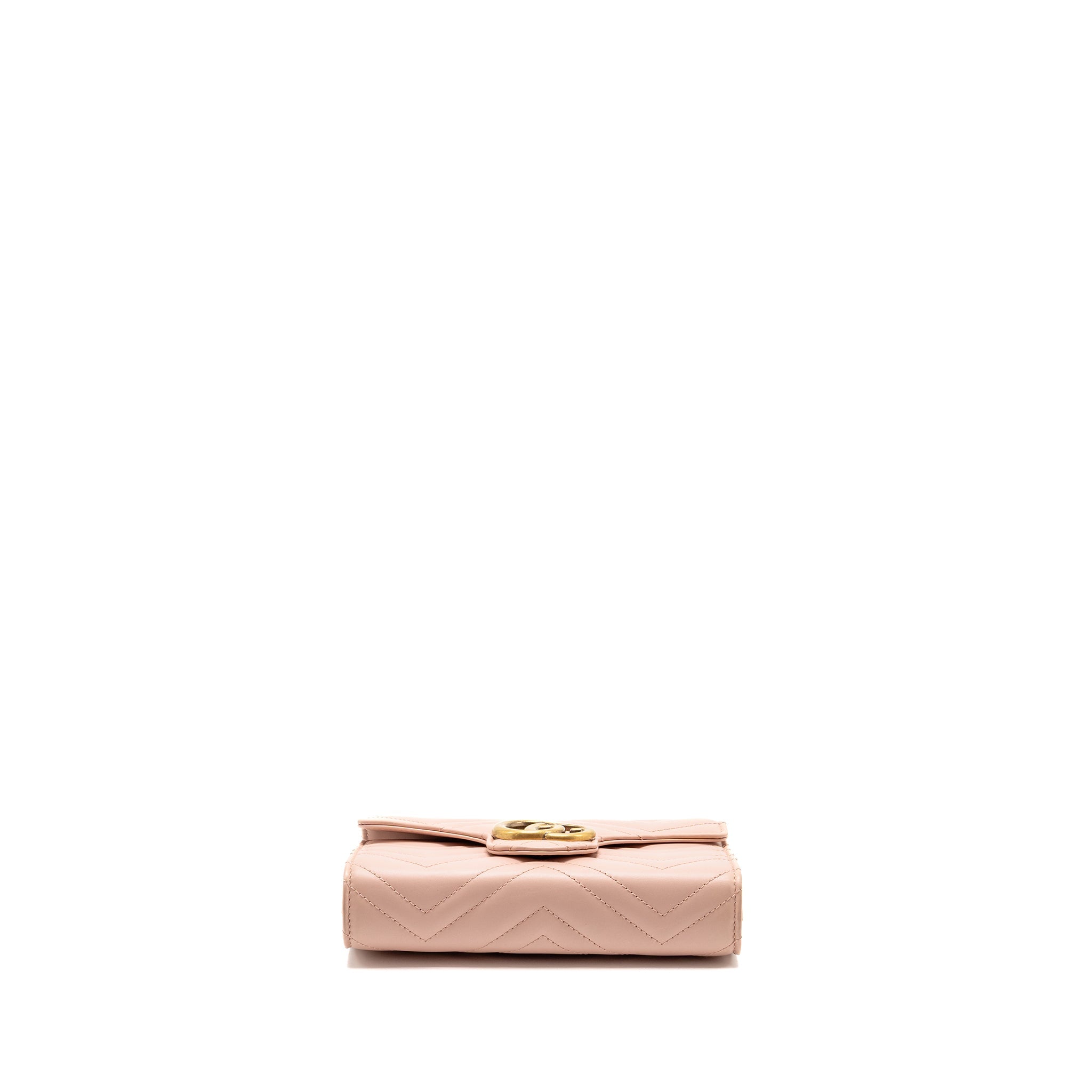 GUCCI GG MARMONT WALLET ON CHAIN CALFSKIN PINK GHW