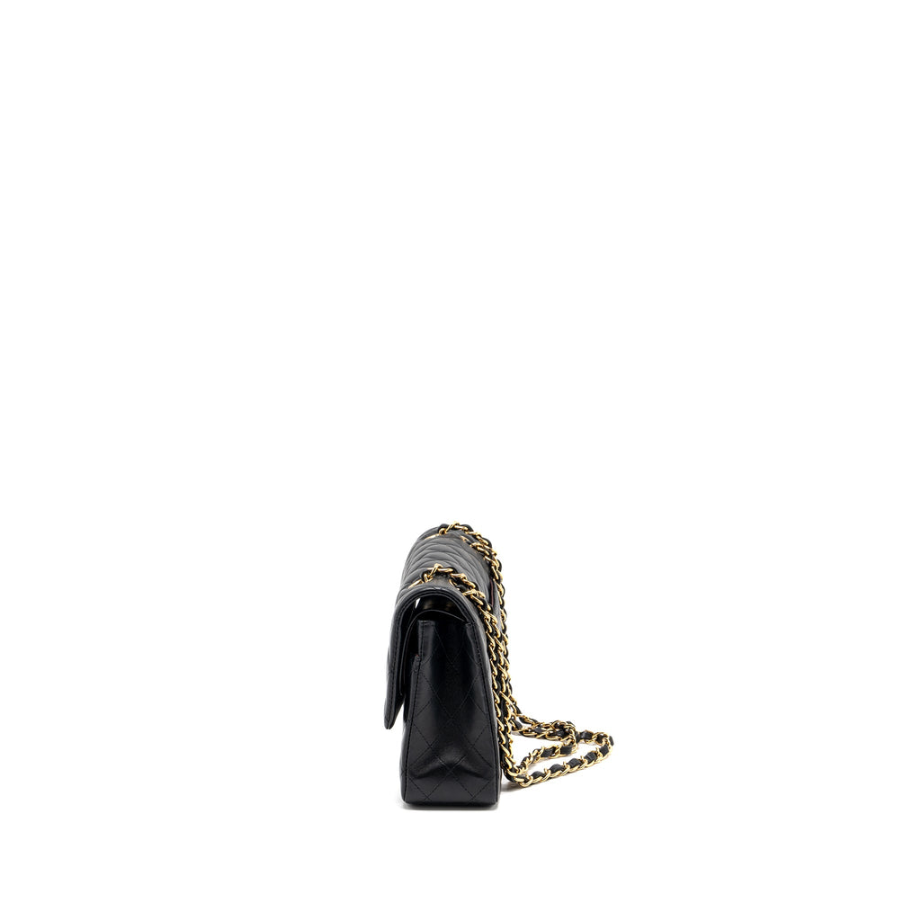 CHANEL MEDIUM CLASSIC DOUBLE FLAP BAG LAMBSKIN BLACK GHW