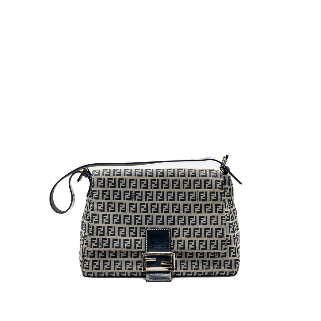 FENDI ZUCCHINO MAMA FLAP BAG FF JACQUARD CANVAS GREY SHW