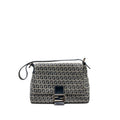 FENDI ZUCCHINO MAMA FLAP BAG FF JACQUARD CANVAS GREY SHW